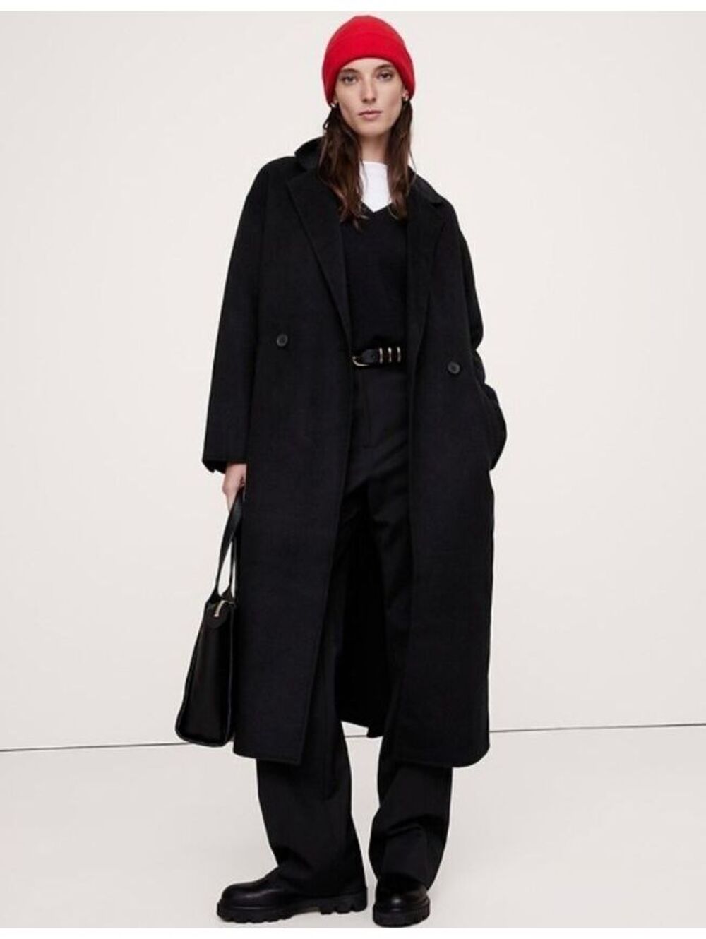 Banana Republic Double-Faced Wrap Coat black XXS